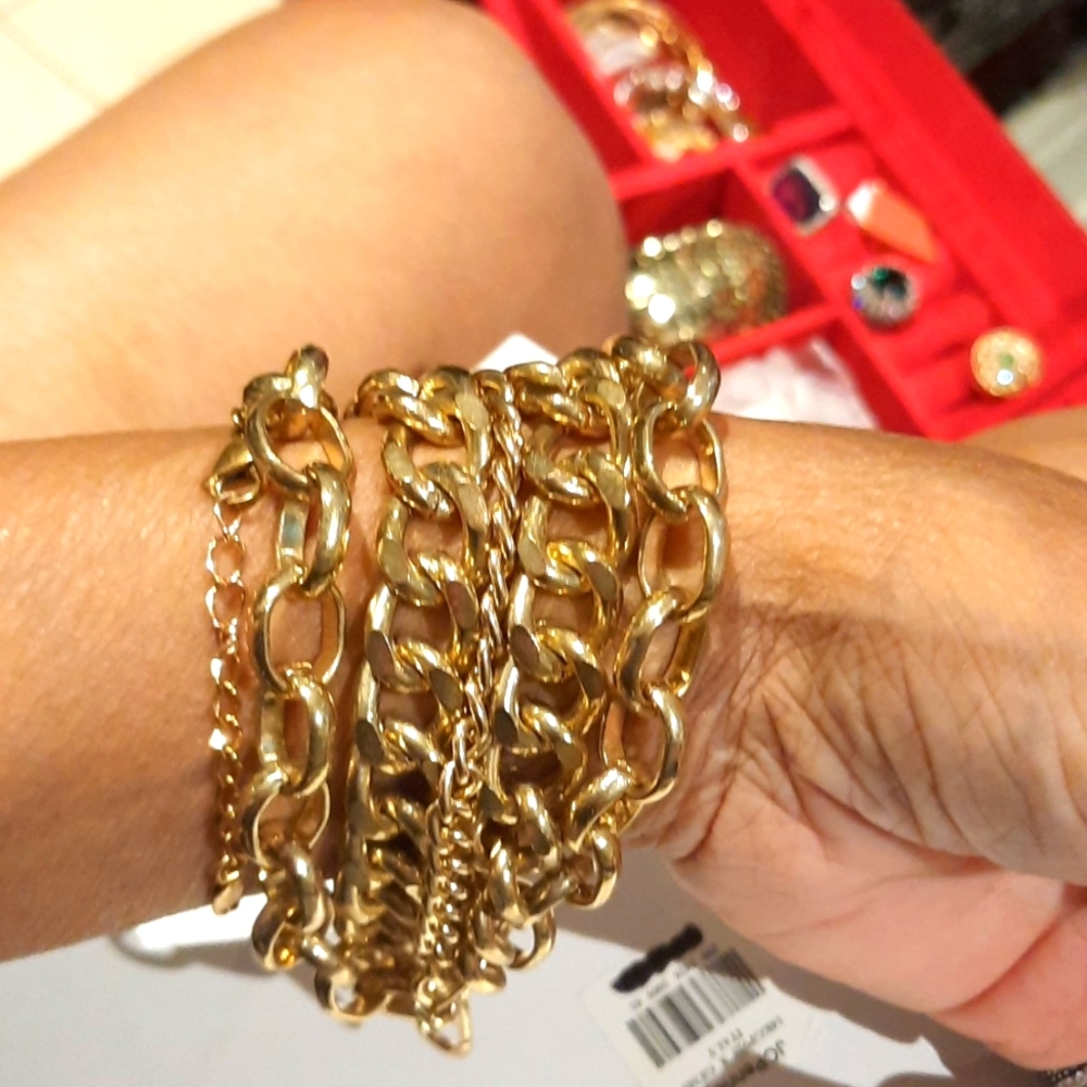 Massively CHUNKY CHAIN BRACELET MULTI LAYERS GOLD TRUTH OR DARE MADONNA